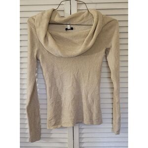 Stretchable Cowl Neck Knit Long Sleeve Slim Fit Fitted Cowl Neck Sweater Cache M